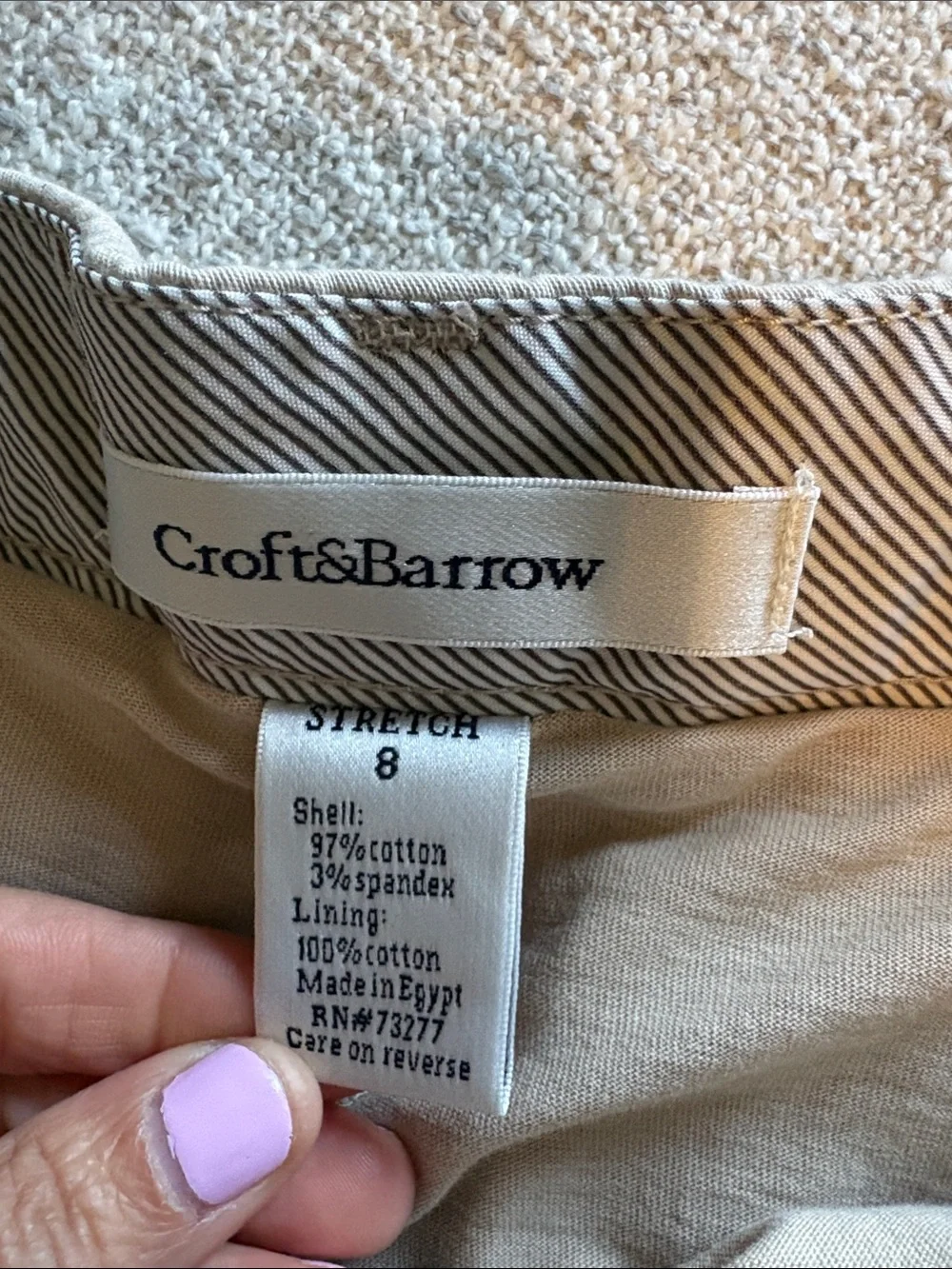 Croft & Barrow Khaki‎ Cotton Stretch Skort Front Pockets Tan Cream Womens 8